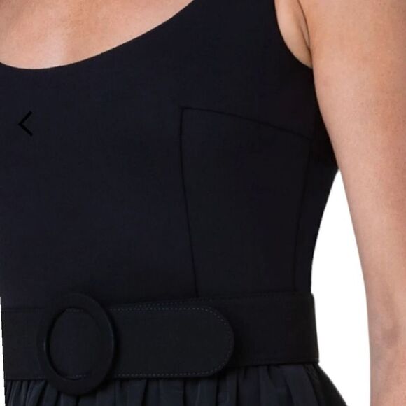 Akris Punto Black Mix Media Midi Dress with D-Ring Belt Size 14 - Picture 7 of 13